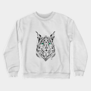 Lynx Wild Animal Nature Illustration Art Tattoo Crewneck Sweatshirt